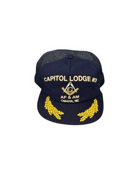 Vintage Capitol Lodge Masonic Trucker Mesh Hat Cap Omaha NE SnapBack
